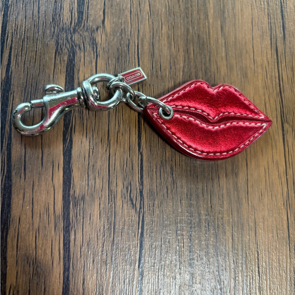 Vintage Coach Red Lip Keychain